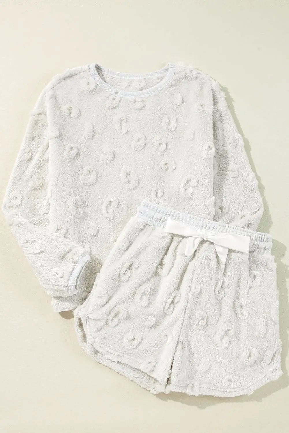 Light grey leopard fleece lounge set - Love Salve